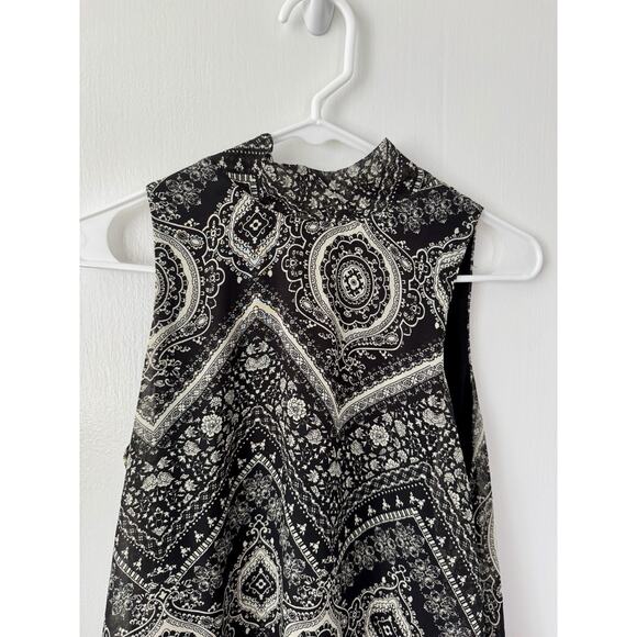 Cookies Hawai’i Paisley High Neck Black and Cream Color Midi Dress Size Small - Picture 7 of 11